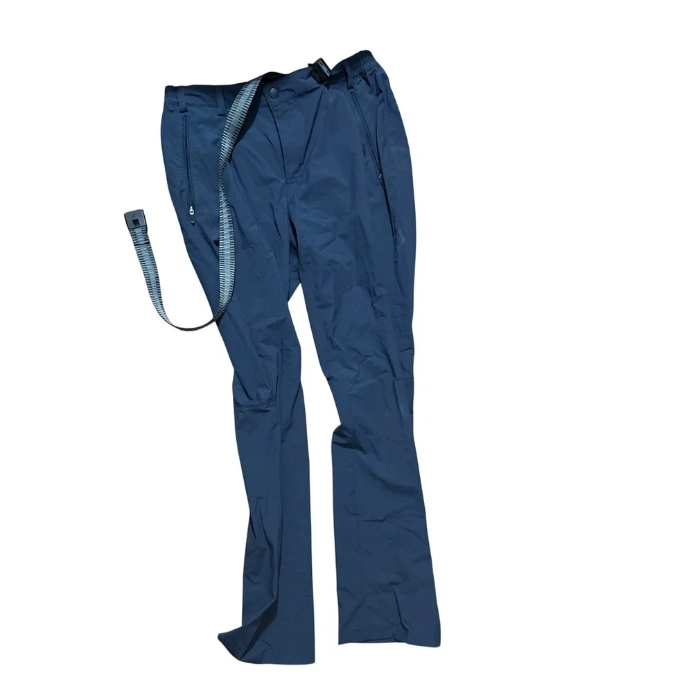 Columbia Mens Navy Blue Hiking Pants Lightweight Outdoor Belted Cargo Trousers